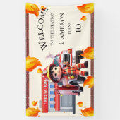 Cute Kawaii Boy Feuerwehrkampfteam Truck Party Banner (Vertikal)