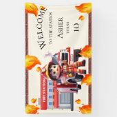 Cute Kawaii Boy Firefighter Fire Truck Party Banner (Vertikal)