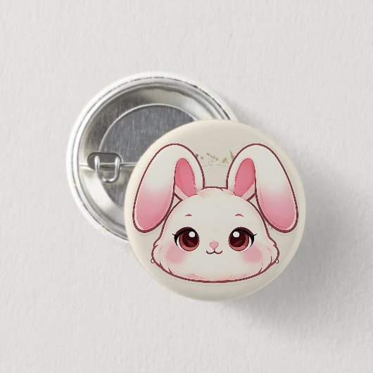 Cute Kawaii Bunny Face Button (Vorne & Hinten)