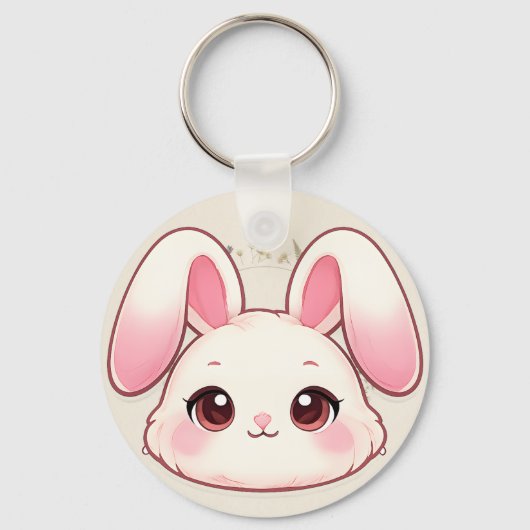 Cute Kawaii Bunny Face Keychain Schlüsselanhänger (Vorderseite)
