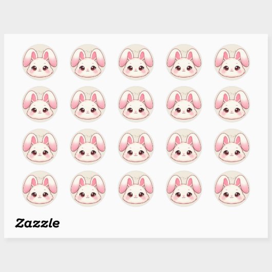 Cute Kawaii Bunny Face Sticker (Blatt)