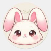 Cute Kawaii Bunny Face Sticker (Vorderseite)