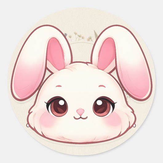 Cute Kawaii Bunny Face Sticker (Vorderseite)