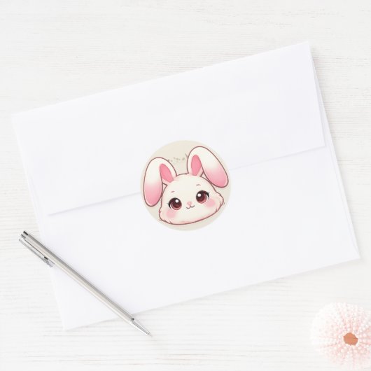 Cute Kawaii Bunny Face Sticker (Umschlag)