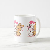 Cute Kawaii Bunny Love Mug – Romantic Rabbit Coupl Kaffeetasse (VorderseiteRechts)