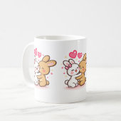 Cute Kawaii Bunny Love Mug – Romantic Rabbit Coupl Kaffeetasse (Vorderseite Links)