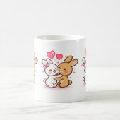 Cute Kawaii Bunny Love Mug – Romantic Rabbit Coupl Kaffeetasse (Mittel)