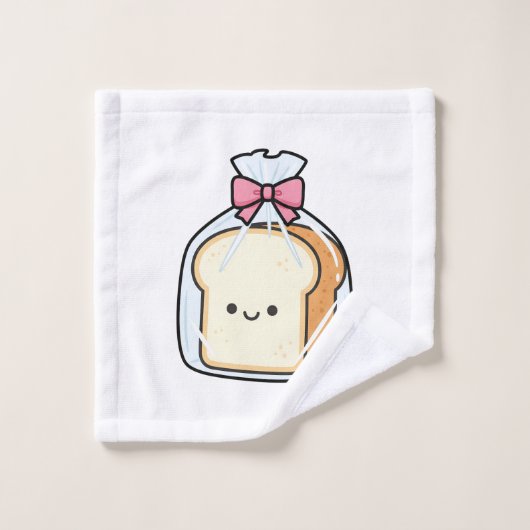 Cute Kawaii Cartoon Illustration of Sliced Bread  Waschlappen (Waschlappen)
