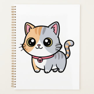 Cute Kawaii Cartoon Kitten Mascot Planer