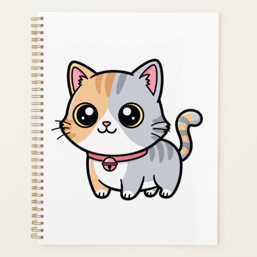Cute Kawaii Cartoon Kitten Mascot Planer (Vorderseite)