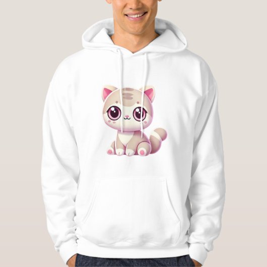 Cute Kawaii Cat Adorable Pastel Pink Kitty Design Hoodie (Vorderseite)