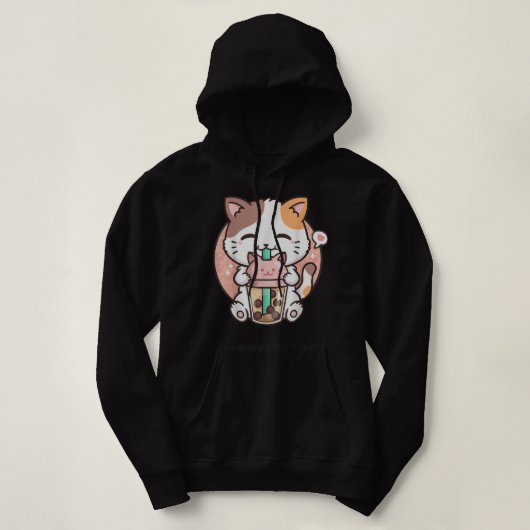 Cute Kawaii Cat Boba Bubble Milk Tea Anime Neko Ki Hoodie (Design vorne)