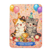 Cute Kawaii Cat Congratulations Card Party Kitten Magnet (Vertikal)
