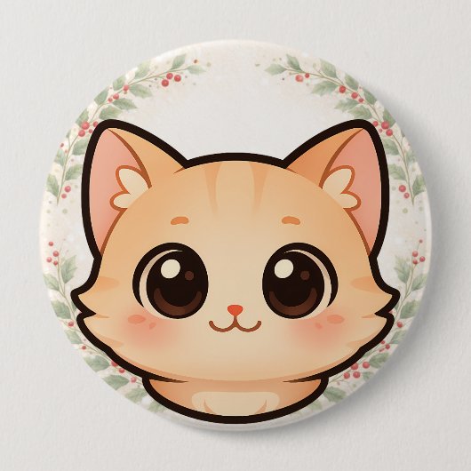 Cute Kawaii Cat Face Button (Vorderseite)