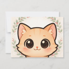 Cute Kawaii Cat Face Invitation Einladung