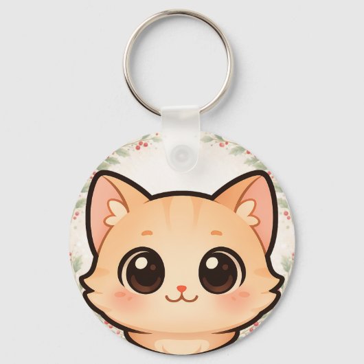 Cute Kawaii Cat Face Keychain Schlüsselanhänger (Vorderseite)