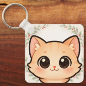 Cute Kawaii Cat Face Keychain Schlüsselanhänger (Vorderseite)