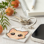Cute Kawaii Cat Face Keychain Schlüsselanhänger (Vorderseite rechts)