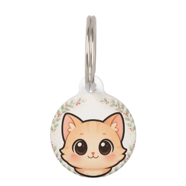 Cute Kawaii Cat Face Pet ID Tag Haustiermarke (Vorderseite)