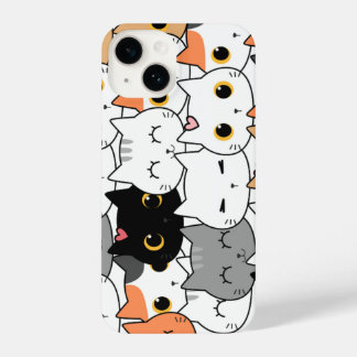 Cute Kawaii Cat Faces Pattern  iPhone 14 Hülle