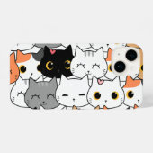 Cute Kawaii Cat Faces Pattern  iPhone Hülle (Rückseite (Horizontal))