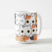 Cute Kawaii Cat Faces Pattern  Kaffeetasse (VorderseiteRechts)