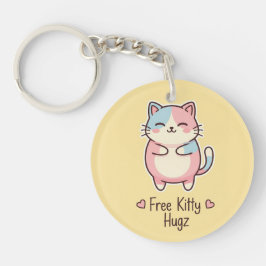 Cute Kawaii Cat "Free Kitty Hugz" Pastel Acrylic  Schlüsselanhänger