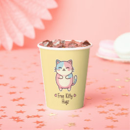 Cute Kawaii Cat Free Kitty Hugz Pastel Party Paper Pappbecher