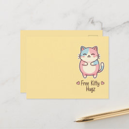 Cute Kawaii Cat Free Pup Hugz Pastel  Postkarte
