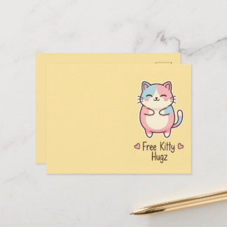 Cute Kawaii Cat Free Pup Hugz Pastel  Postkarte