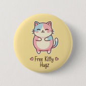 Cute Kawaii Cat Free Pup Hugz Pastel Round Butto Button (Vorderseite)