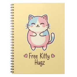 Cute Kawaii Cat "Free Pup Hugz" Personalized Pas Notizblock