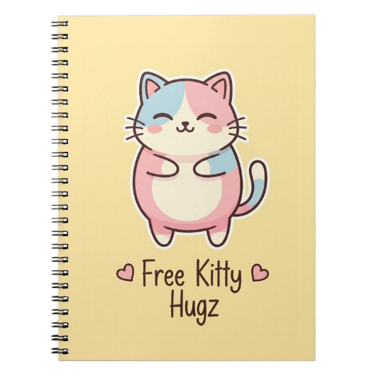 Cute Kawaii Cat "Free Pup Hugz" Personalized Pas Notizblock (Vorderseite)