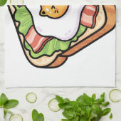 Cute Kawaii Cat Fried Egg on Toast Illustration Geschirrtuch (Gefaltet)