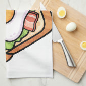 Cute Kawaii Cat Fried Egg on Toast Illustration Geschirrtuch (Viertel Falte)