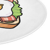 Cute Kawaii Cat Fried Egg on Toast Illustration Schneidebrett (Ecke)