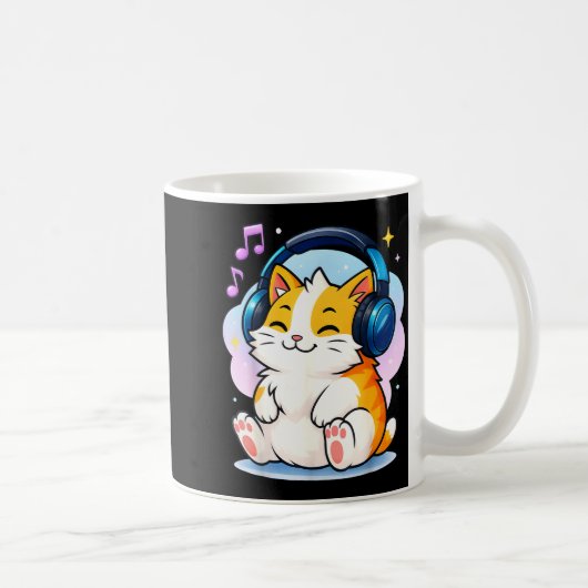 Cute Kawaii Cat Neko Funny Music Kitten Lover K-p  Kaffeetasse (Rechts)