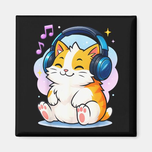 Cute Kawaii Cat Neko Funny Music Kitten Lover K-p Magnet (Vorne)