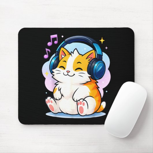 Cute Kawaii Cat Neko Funny Music Kitten Lover K-p Mousepad (Mit Mouse)