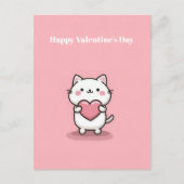 Cute Kawaii Cat with Heart Valentine`s Day Card Postkarte (Vorderseite)