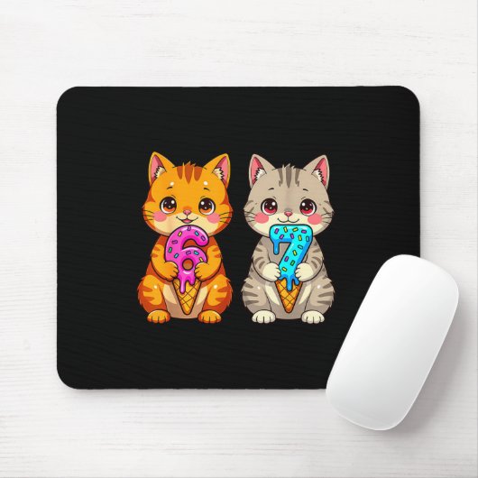 Cute Kawaii Cats Neko 67 Drip Meme Funny Six Seven Mousepad (Mit Mouse)