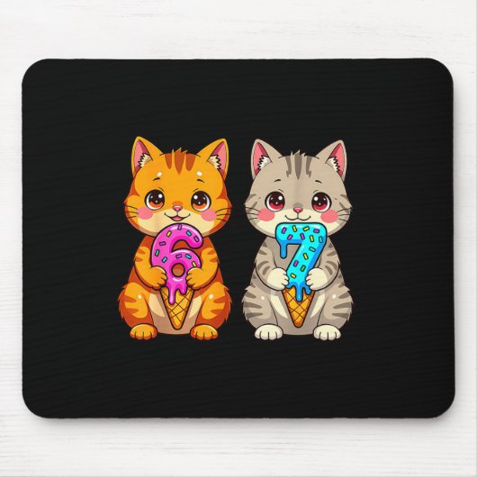 Cute Kawaii Cats Neko 67 Drip Meme Funny Six Seven Mousepad (Vorne)