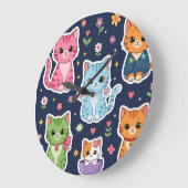 Cute Kawaii Cats Neko Funny Kitten Cat Lover Gift  Große Wanduhr (Winkel)