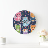 Cute Kawaii Cats Neko Funny Kitten Cat Lover Gift  Große Wanduhr (Zuhause)