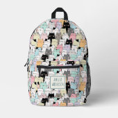 Cute Kawaii Cats Pattern Personalize Name Bedruckter Rucksack (Vorderseite)