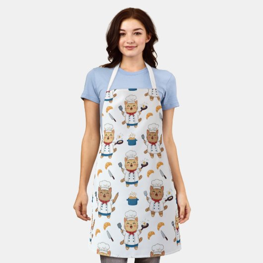 Cute Kawaii Chef Cat Apron – Funny Cooking Cat Schürze (Getragen)