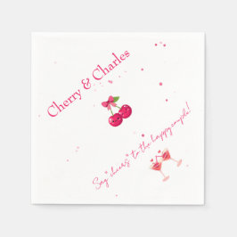 Cute Kawaii Cherry Couple Pink & Red Wedding  Serviette