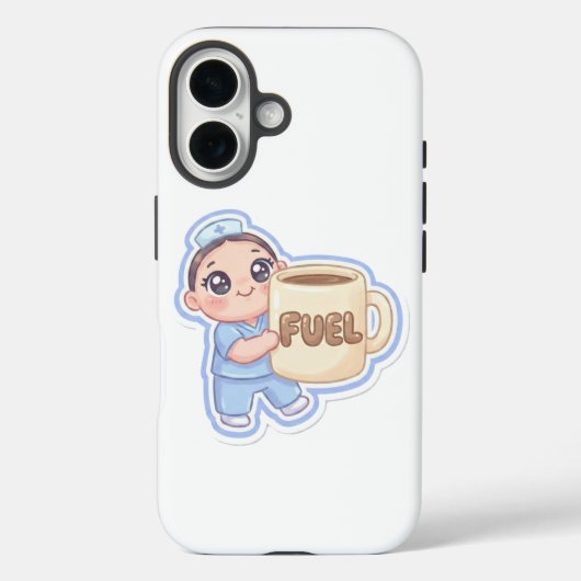 Cute Kawaii Chibi Nurse Giant Coffee Fuel Case-Mate iPhone Hülle (Rückseite)