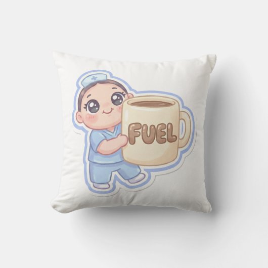 Cute Kawaii Chibi Nurse Giant Coffee Fuel Kissen (Vorderseite)