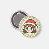 Cute Kawaii Christmas Anime Girl magnet (Vorderseite/Rückseite)